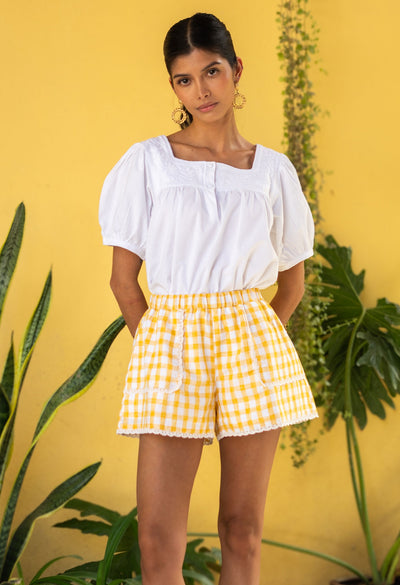 Paola Shorts Gingham Amarillo