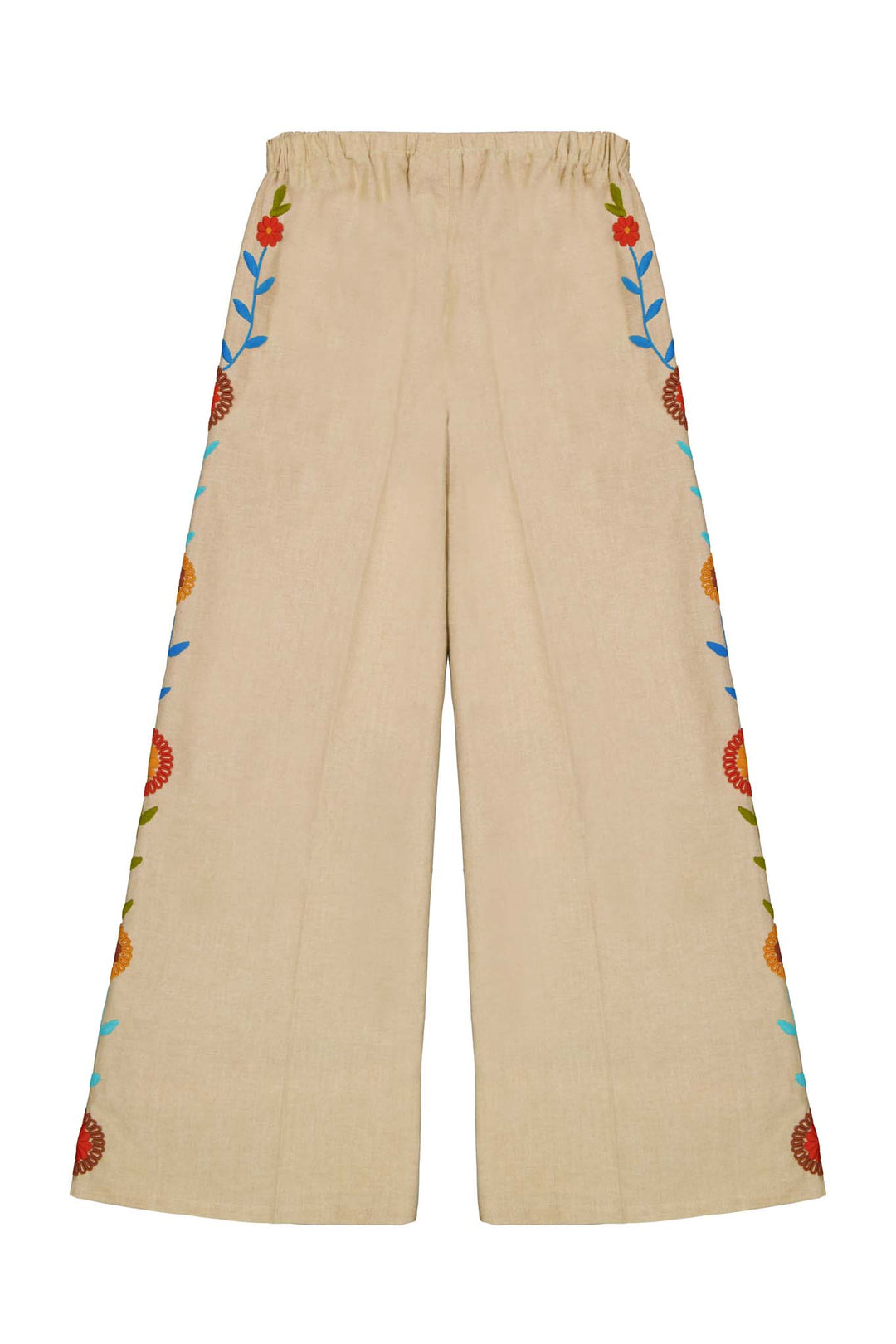 Paola Pants in tan emboidered back