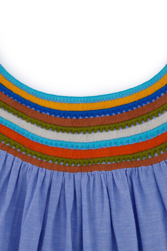 Sara Azul embroidered blouse multicolor neckline