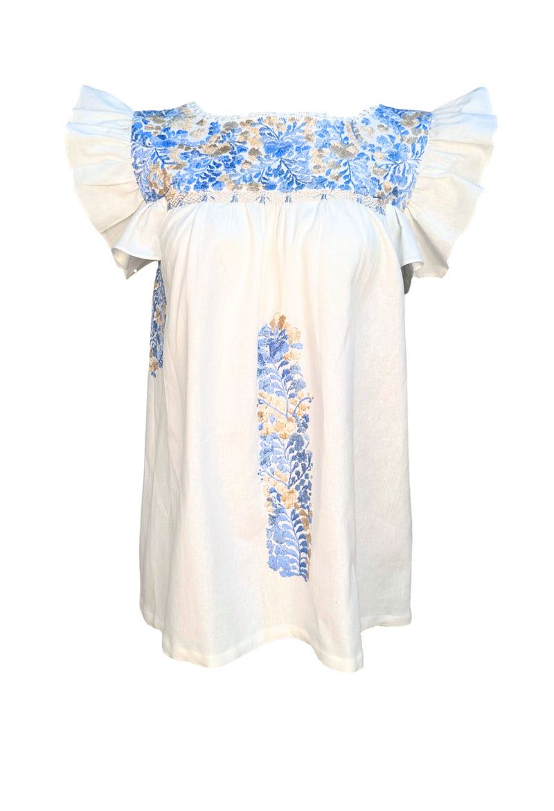 Soledad Blusa Blanca y Azul Blouse