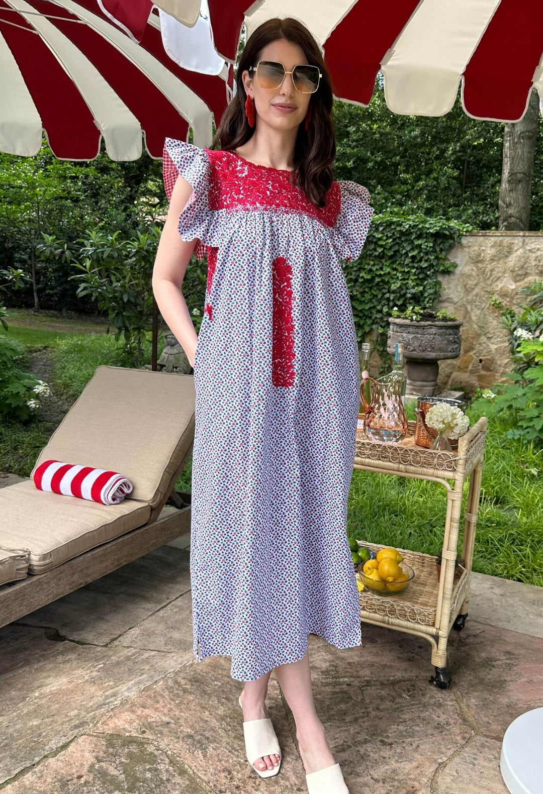 Soledad Floral Roja Midi Dress