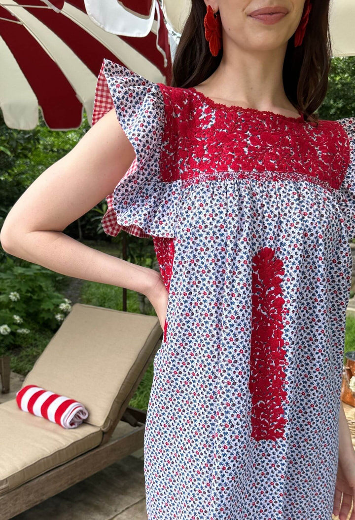 Soledad Floral Roja Midi Dress