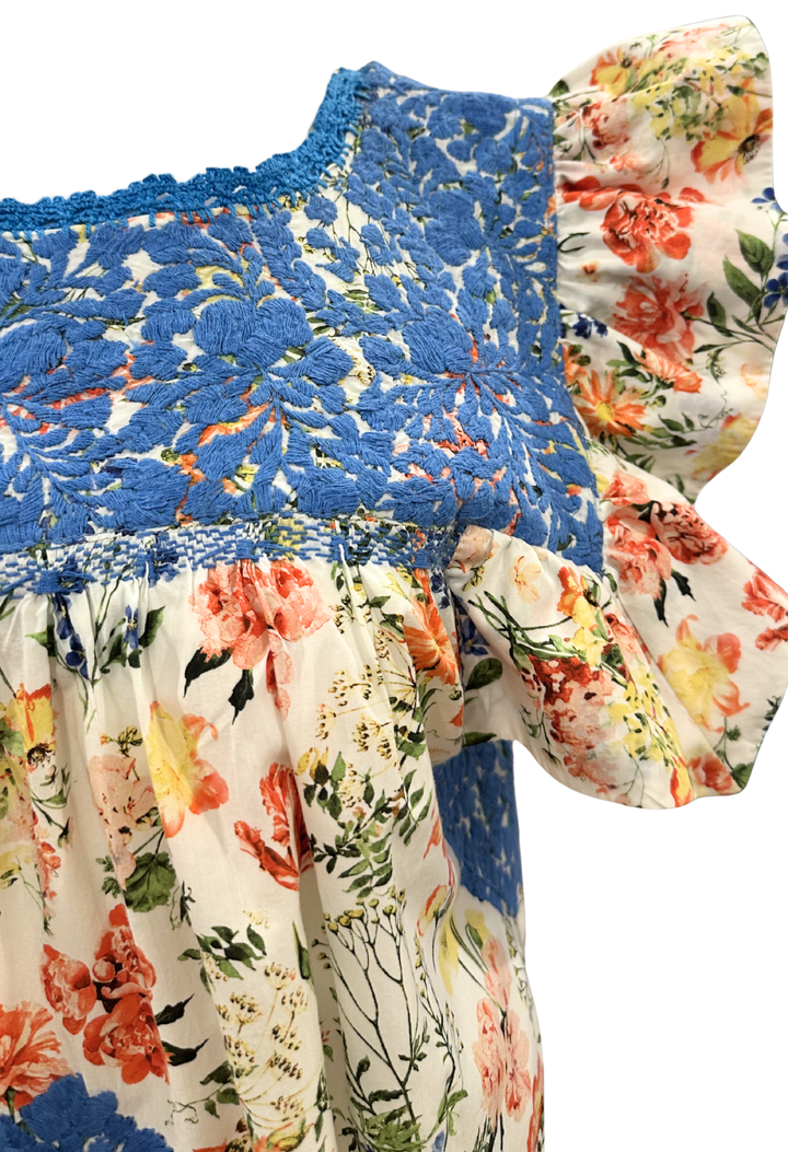 Soledad Short Dress Dress Soledad Floral and Blue Short Dress Soledad Floral and Blue Short Dress