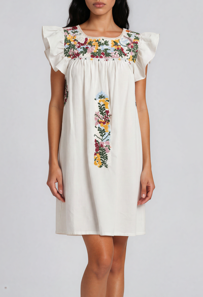 Soledad Short Dress Dress Soledad White and Dark Green Short Dress Soledad White and Dark Green Short Dress
