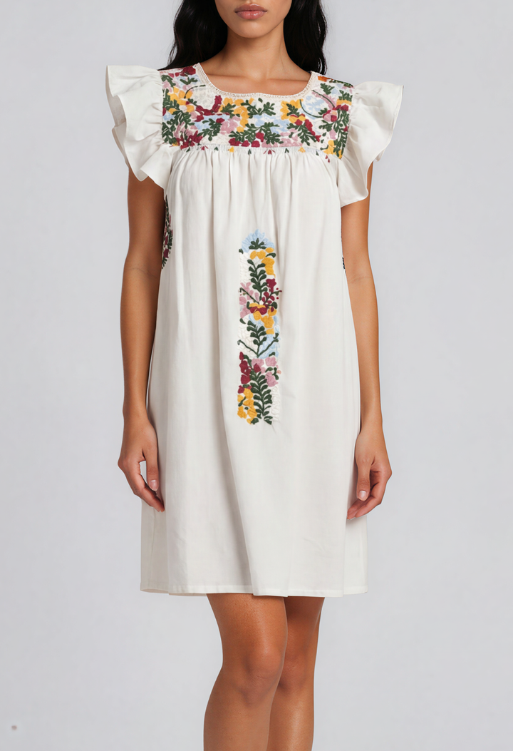 Soledad Short Dress Dress Soledad White and Dark Green Short Dress Soledad White and Dark Green Short Dress