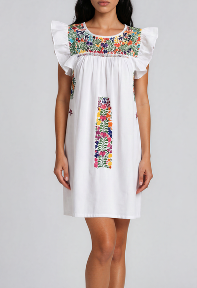 Soledad Short Dress Dress Soledad White and Multicolor Short Dress Soledad White and Multicolor Short Dress