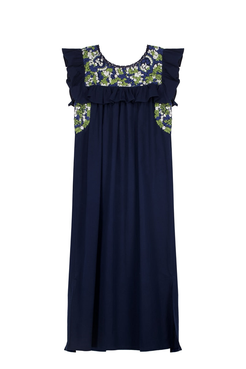 Soledad Azul Marino Midi Dress