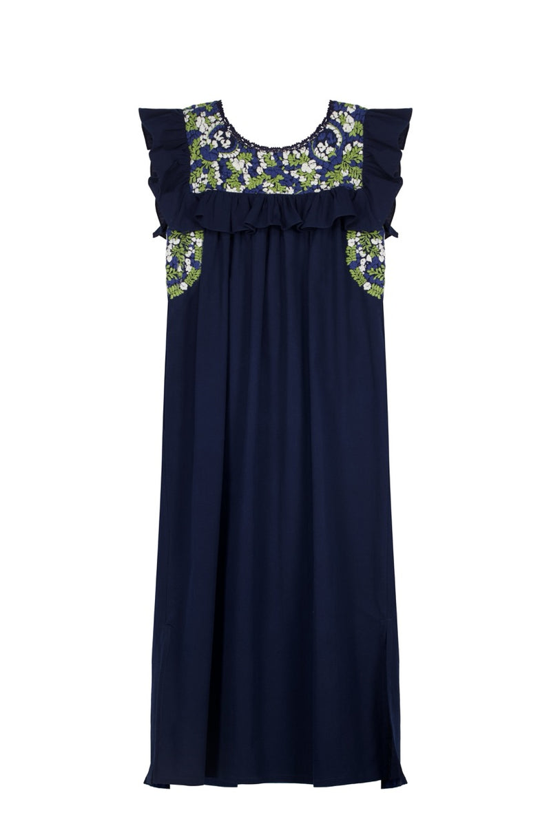 Soledad Azul Marino Midi Dress