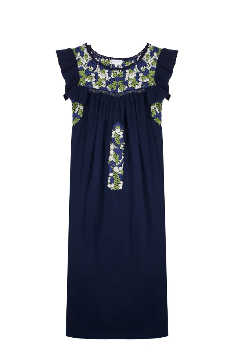 Soledad Azul Marino Midi Dress
