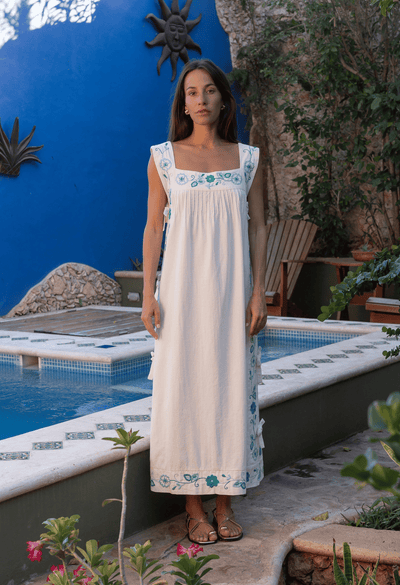 Spring Collection | Hand-Embroidered Artisanal Style Tagged "mia-long- dress" Mi Golondrina Spring Collection | Hand-Embroidered Artisanal Style Tagged "mia-long- dress" Mi Golondrina