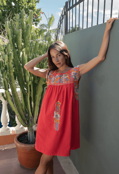 Short Mexican Dresses by hand-embroidered by Mexican Artisans Tagged "sleeve-style-pt-sleeveless" Mi Golondrina Short Mexican Dresses by hand-embroidered by Mexican Artisans Tagged "sleeve-style-pt-sleeveless" Mi Golondrina