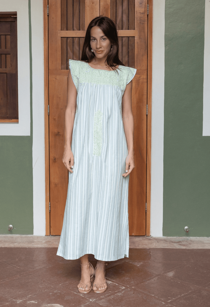 Flores Midi Dress Dress Flores Teal Stripe Midi Dress Flores Teal Stripe Midi Dress