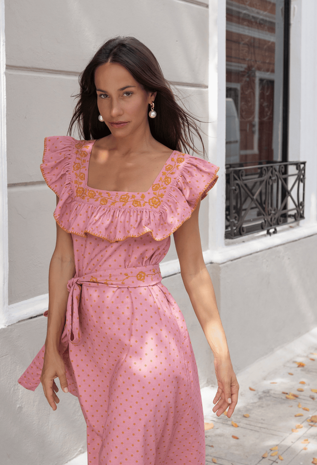 cranberry midi dress Karla Polka Dot Midi Dress