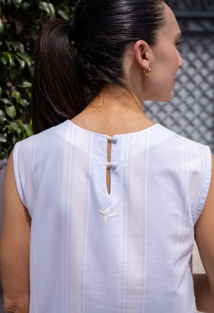 Ana Rayas Azules Short Dress