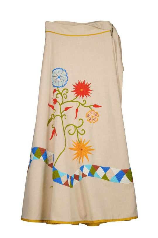 Vida Wrap Skirt in Tan Back