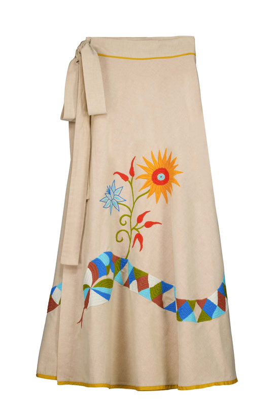 Vida Wrap Skirt in Tan Front