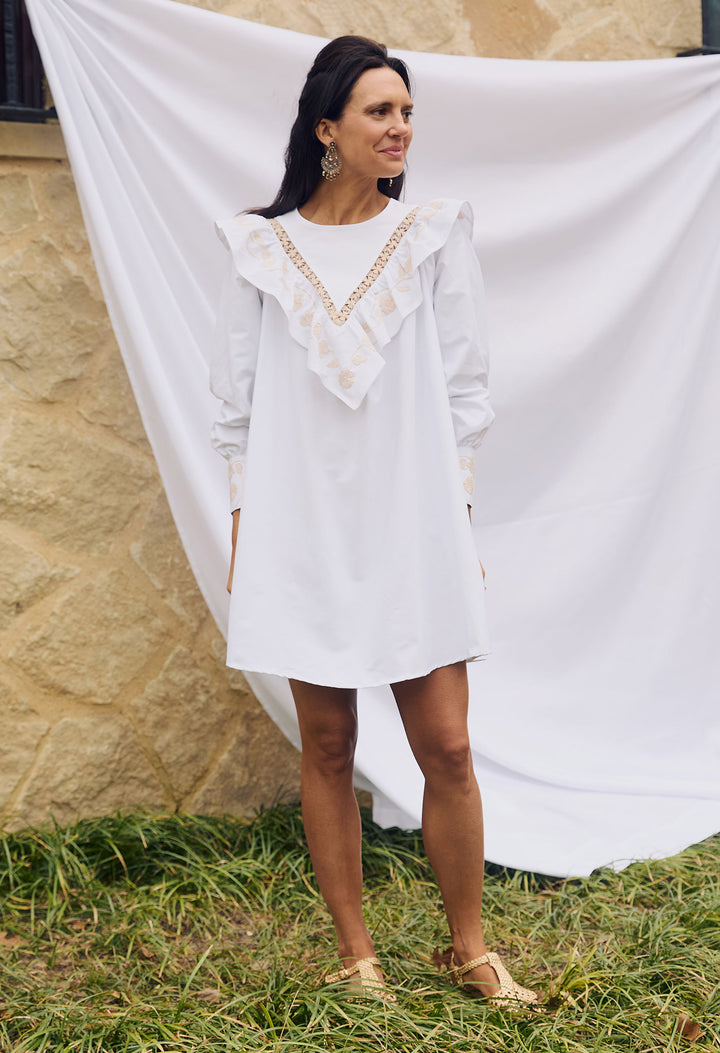 Valentina Blanca y Beige Short Dress