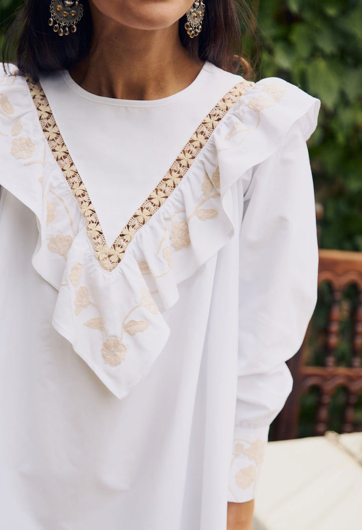 Valentina Blanca y Beige Short Dress