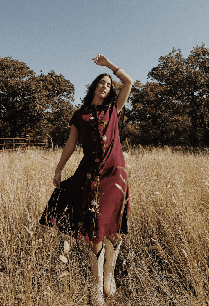 Valeria Granate Midi Dress