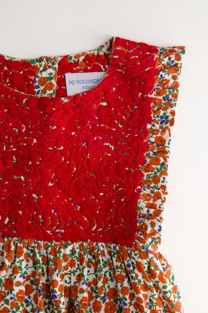 Ines Girls Dress Childrens Ines Red Floral Girl's Dress Ines Red Floral Girl's Dress | Mi Golondrina