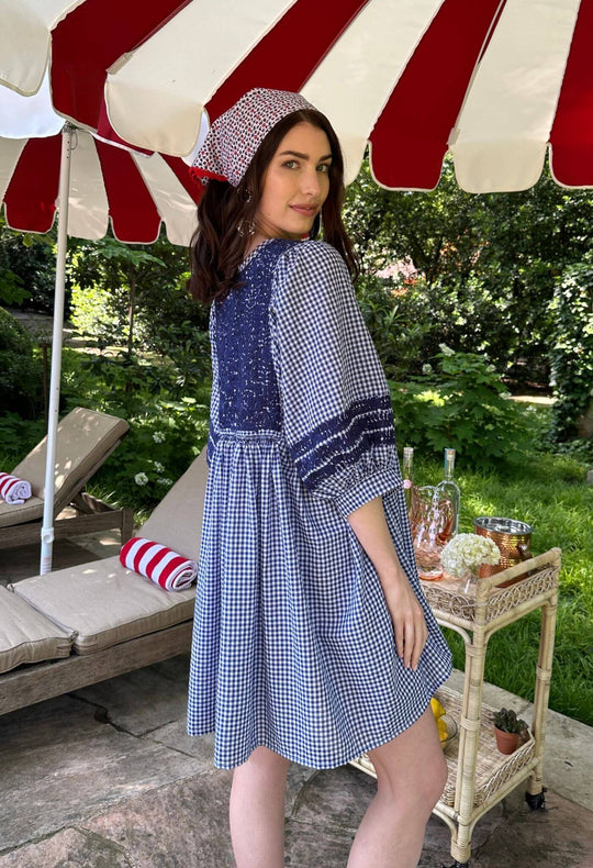 Violeta Azul Gingham Short Dress