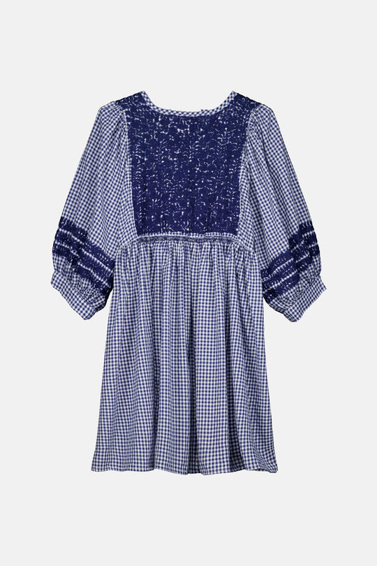 Violeta Azul Gingham Short Dress