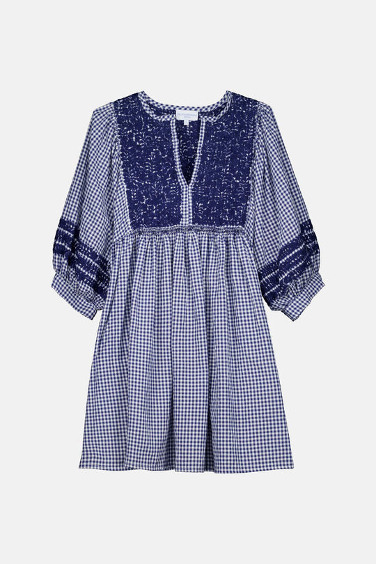 Violeta Azul Gingham Short Dress