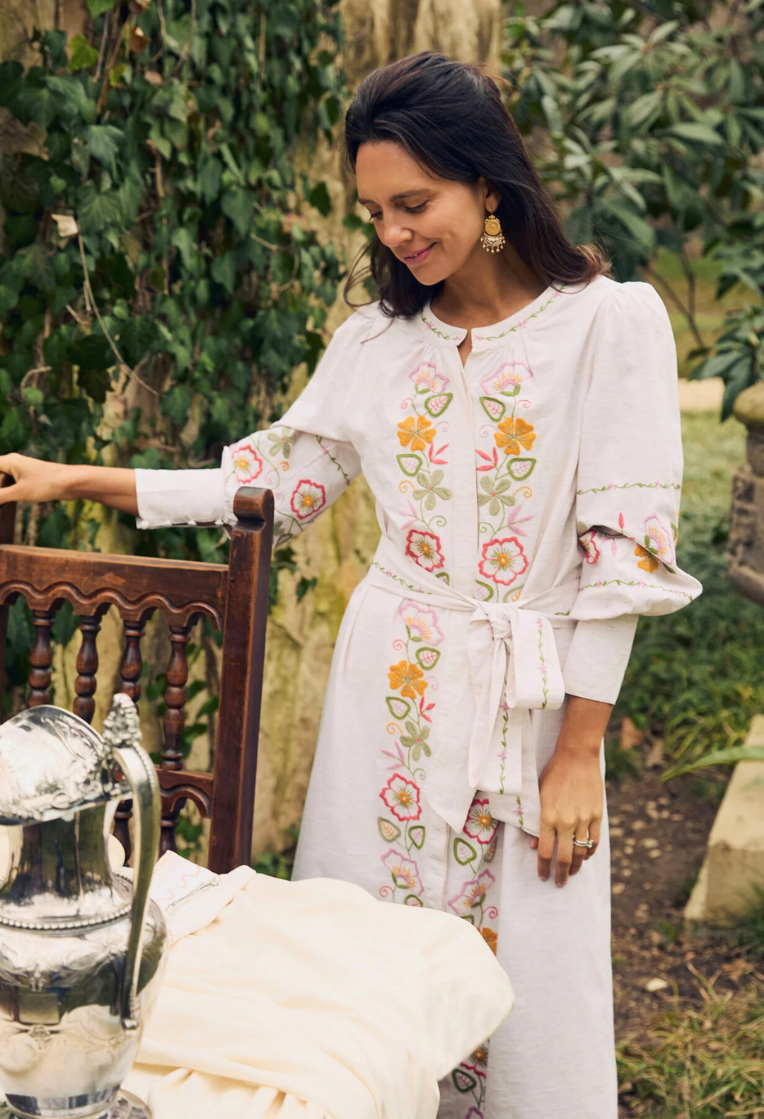 Martina Crema y Multicolor Midi Dress
