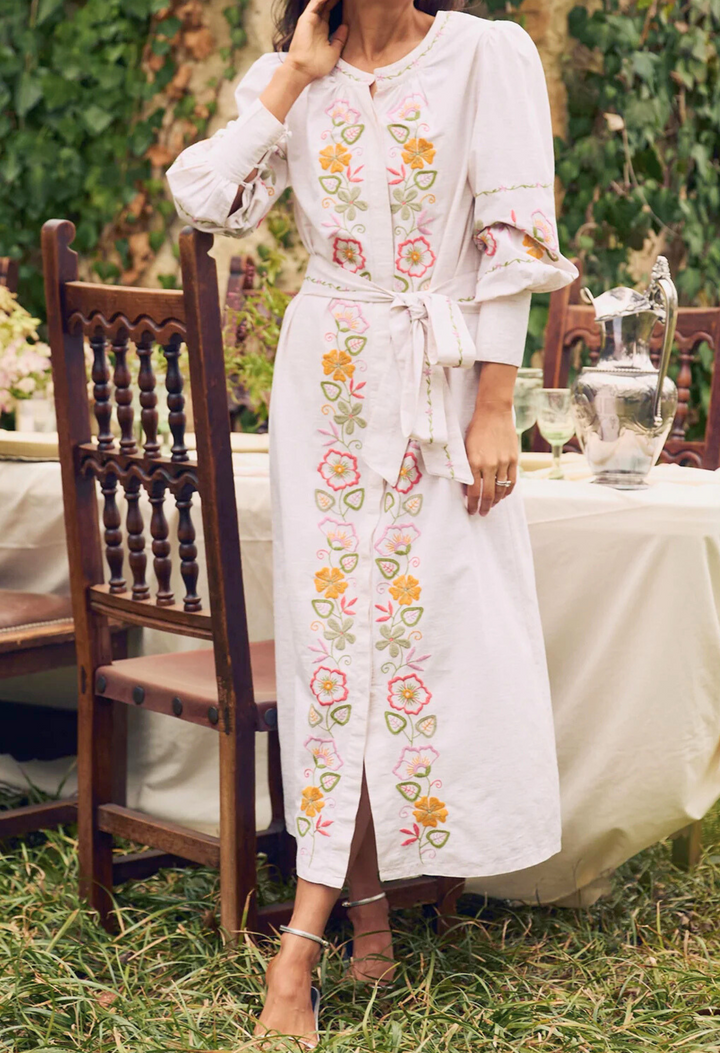 Martina Crema y Multicolor Midi Dress