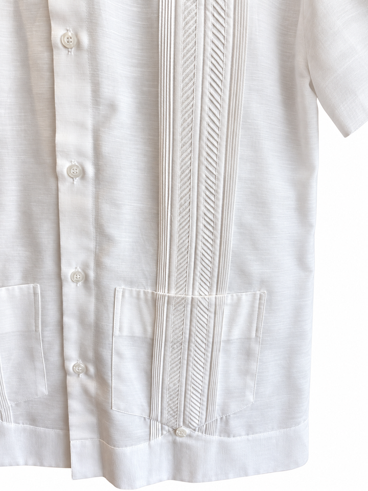 Plumilla Men's White Short Sleeve Guayabera