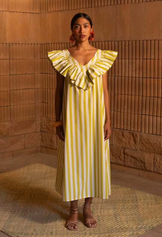 Andrea Rayas Verdes Green Striped Dress