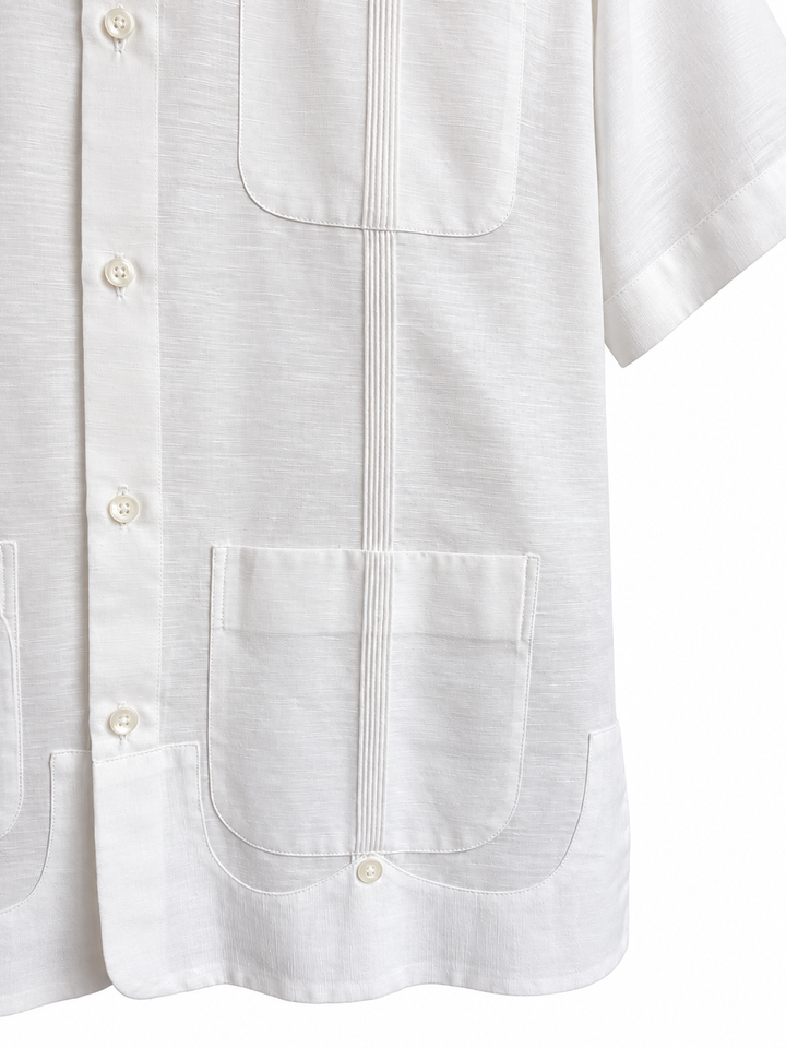 Classic Round Edge Guayabera Men's Guayabera Classic Men's White Round Edge Guayabera Classic Men's White Round Edge Guayabera