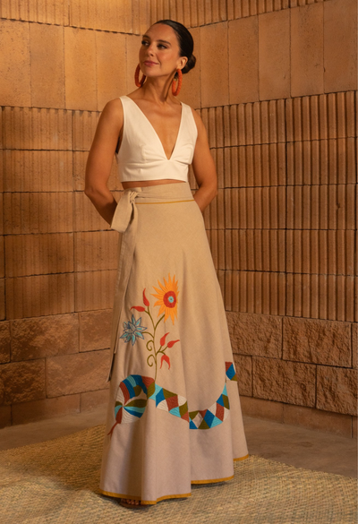 Vida Wrap Skirt in Tan