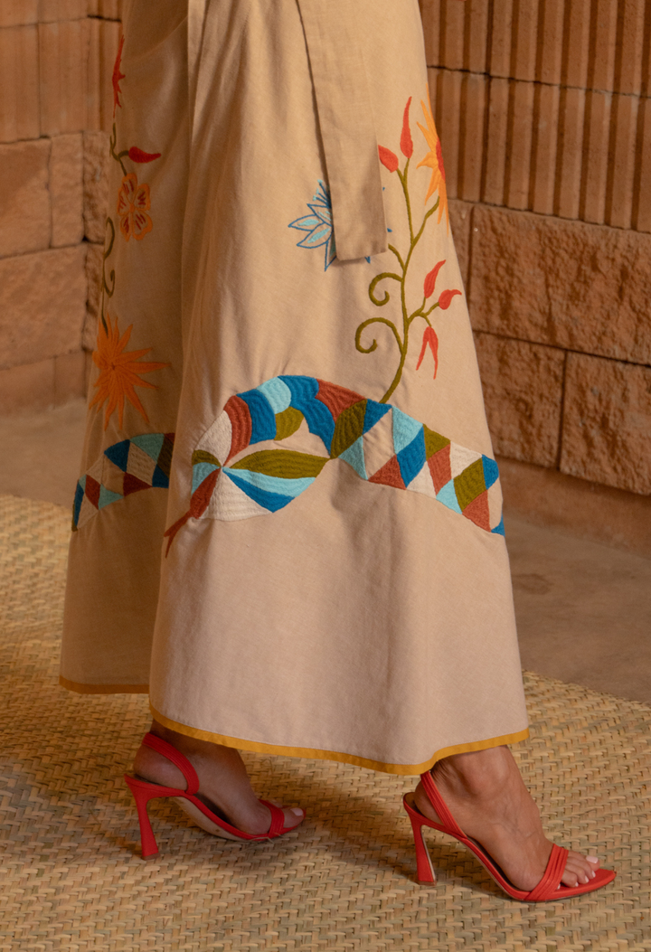 Vida Wrap Skirt in Tan