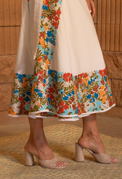 The Wrap Skirt Blanca Multicolored Embroidered