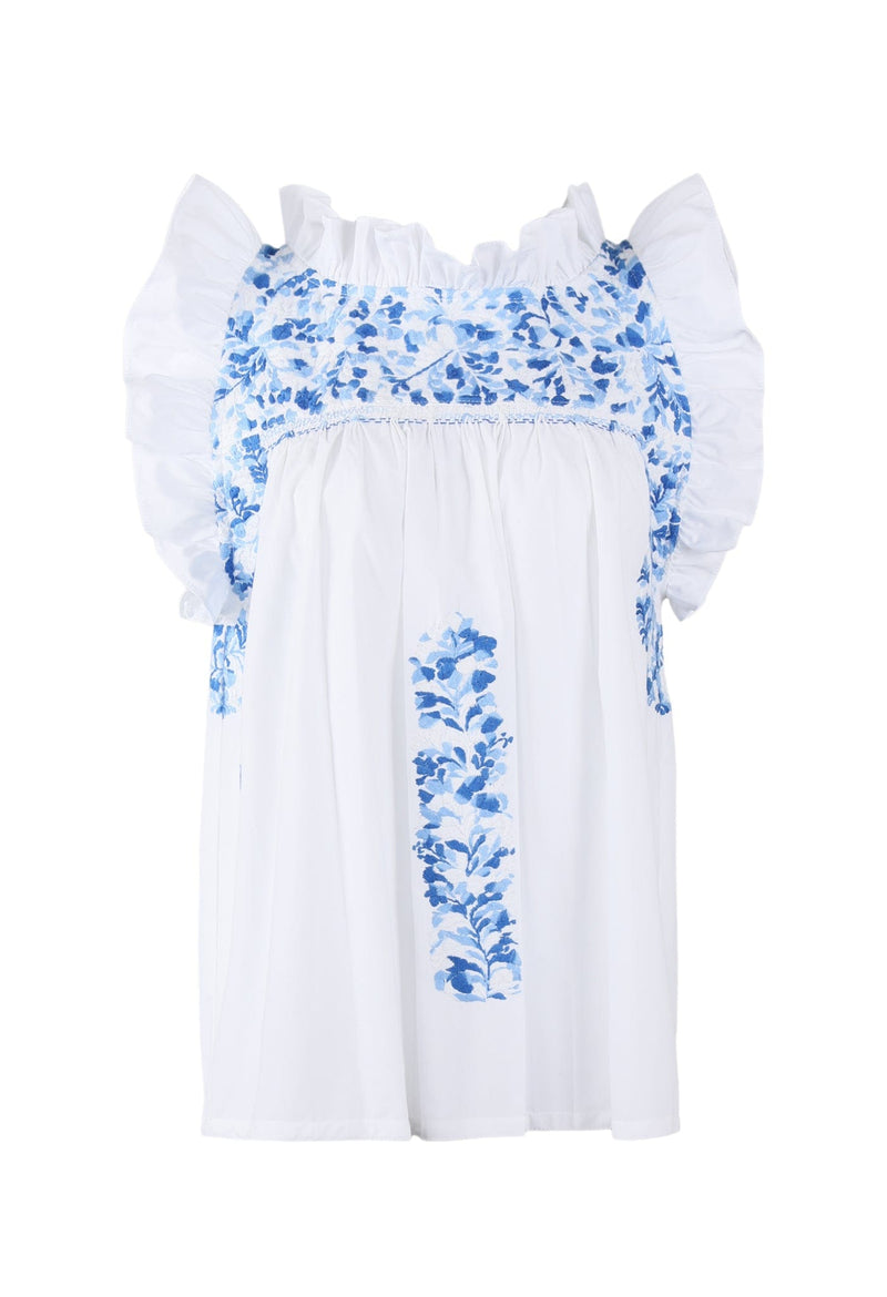 Olivia Blouse Blouse Olivia Blanca Azul Brillante