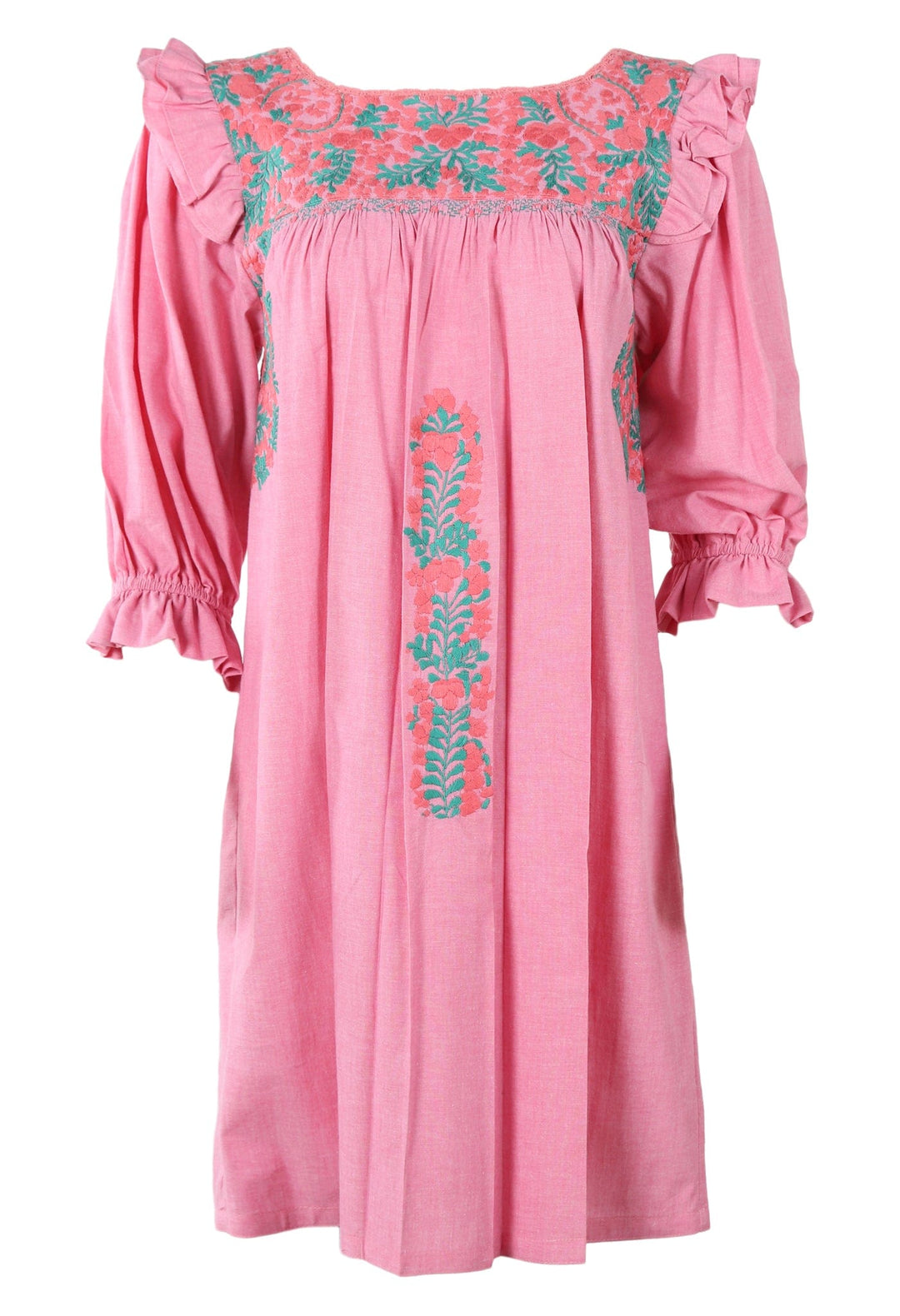 Fernanda Short Dress Dress Small Fernanda Mujer Coral y Verde