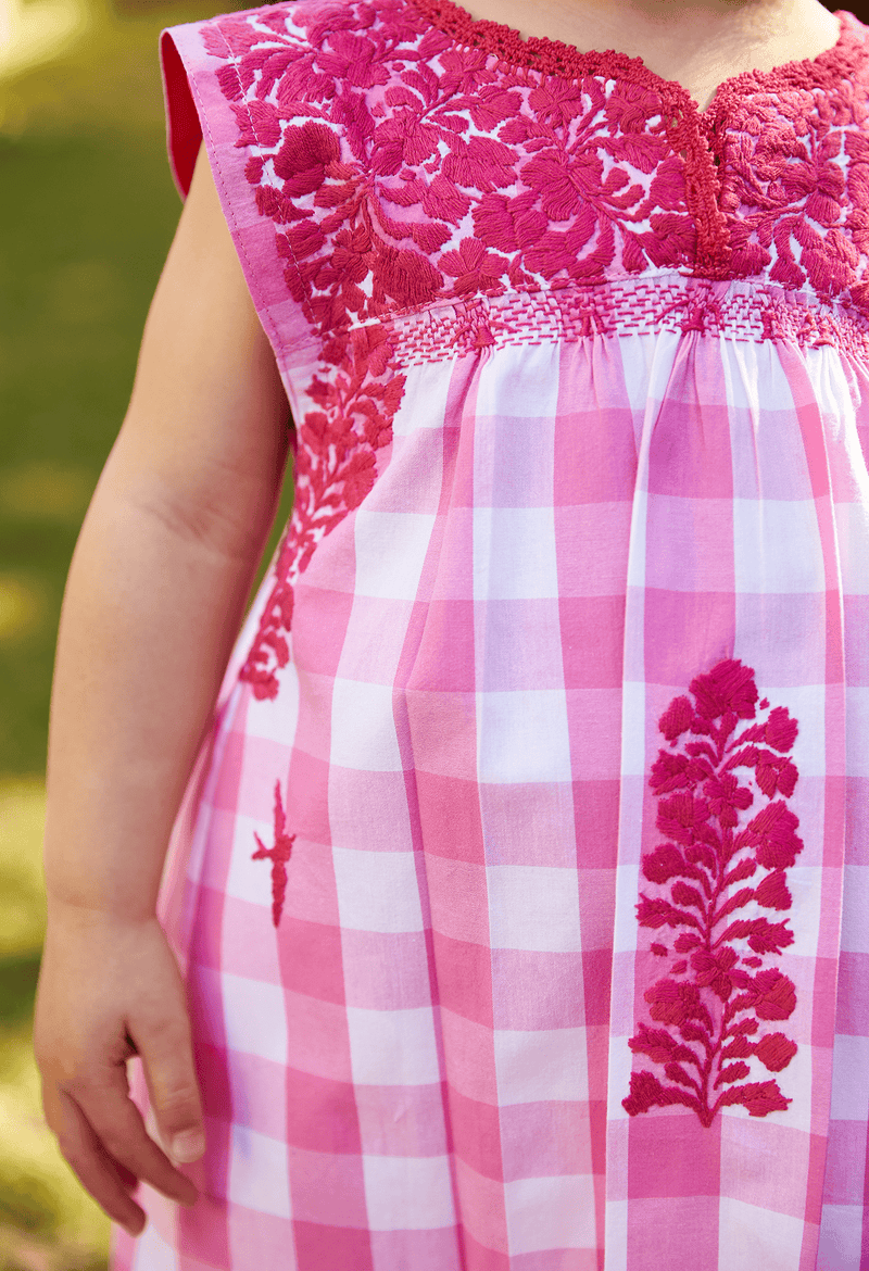 Florecita Dress Childrens Florecita Fucsia Gingham Chica