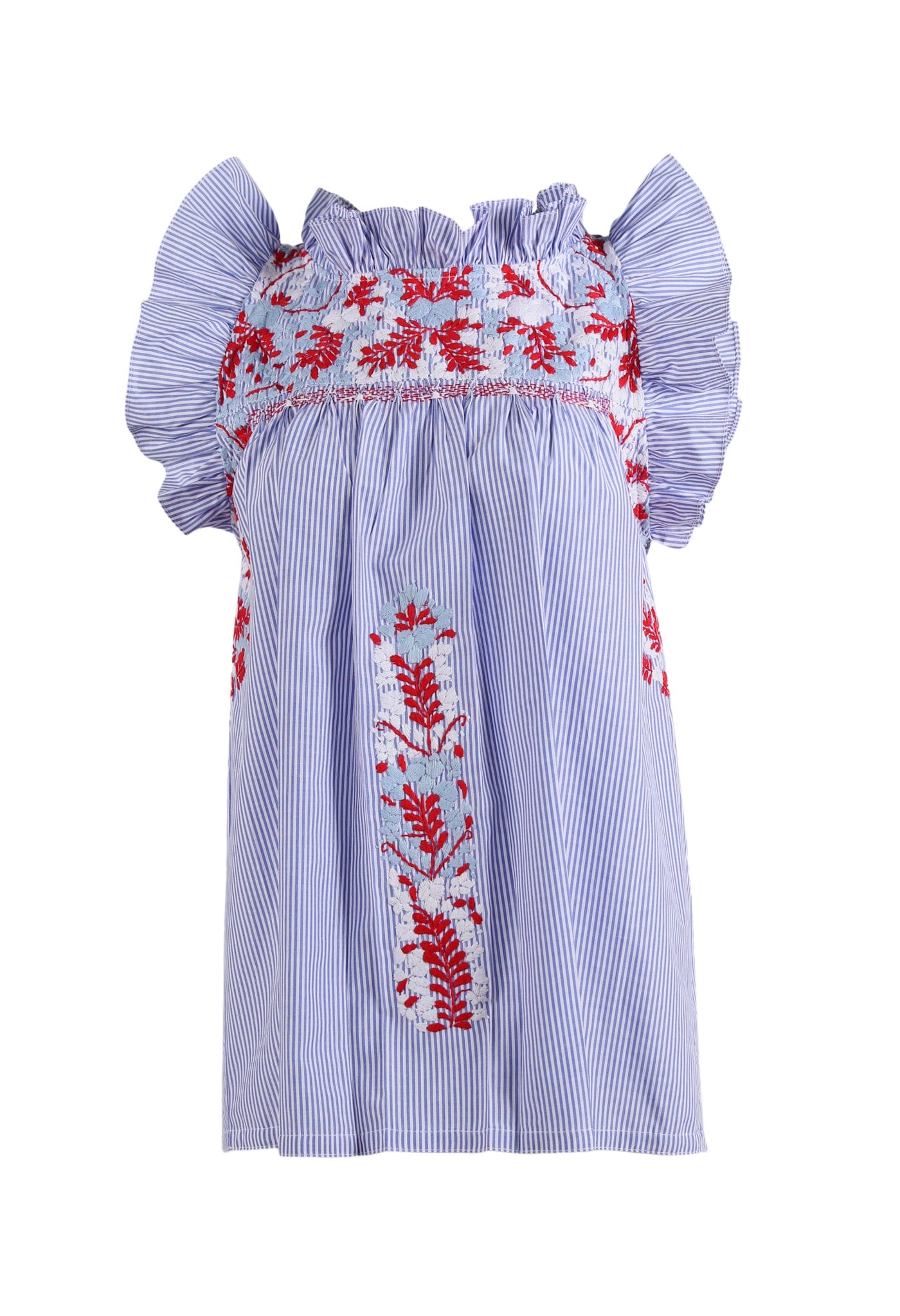 Olivia Blouse Blouse Olivia Suerte Rojo Nieve y Celeste