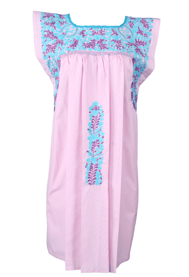 Flores Short Dress Dress Chica Turquesa y Purpura