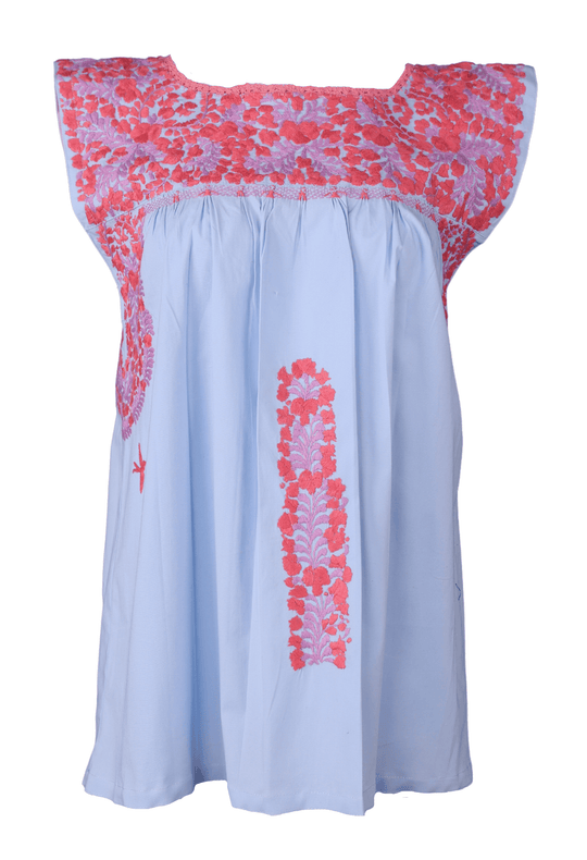 Flores Blouse Blouse Dulce Coral y Lavanda