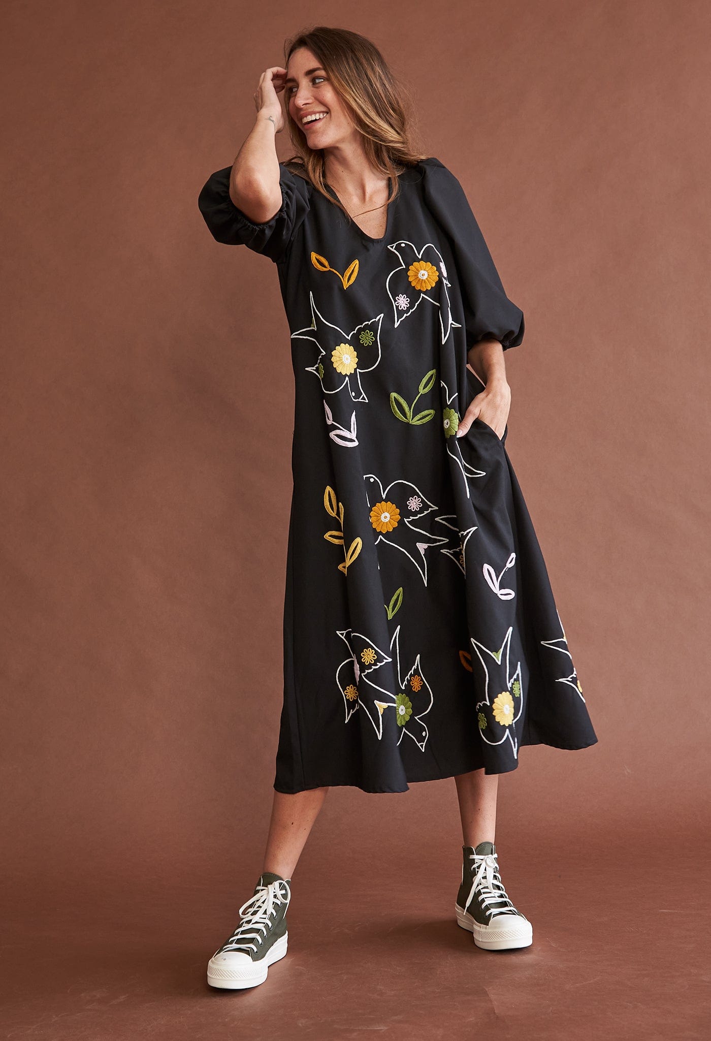 Esperanza Midi Dress Dress Esperanza Pájaro