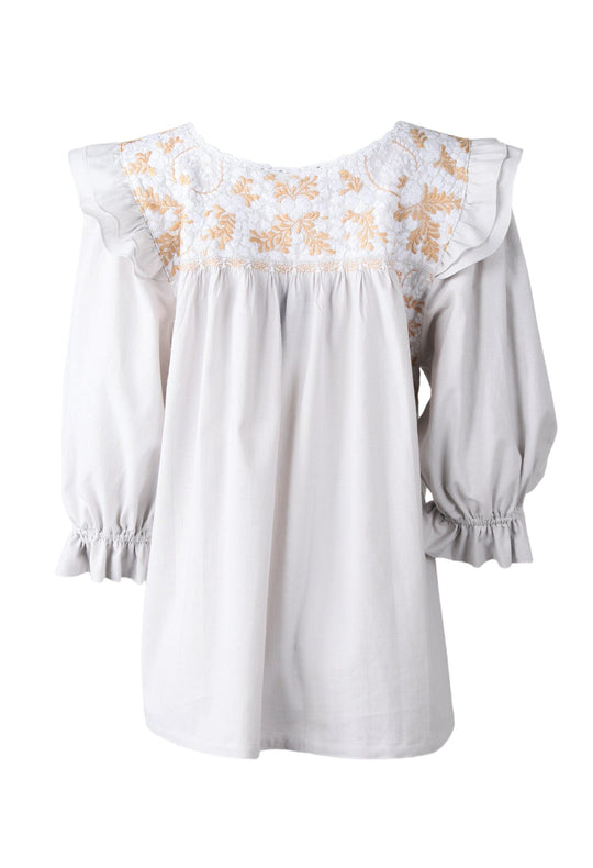 Fernanda Blouse Blouse Fernanda Nublado Nieve y Beige