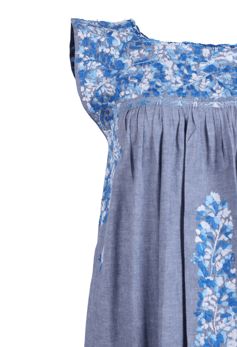 Flores Midi Dress Dress Baile Azul Brillante