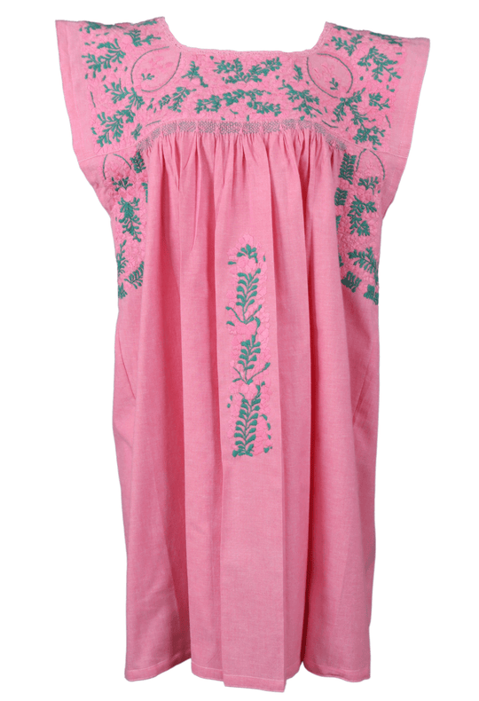 Flores Short Dress Dress Mujer Rosa y Verde