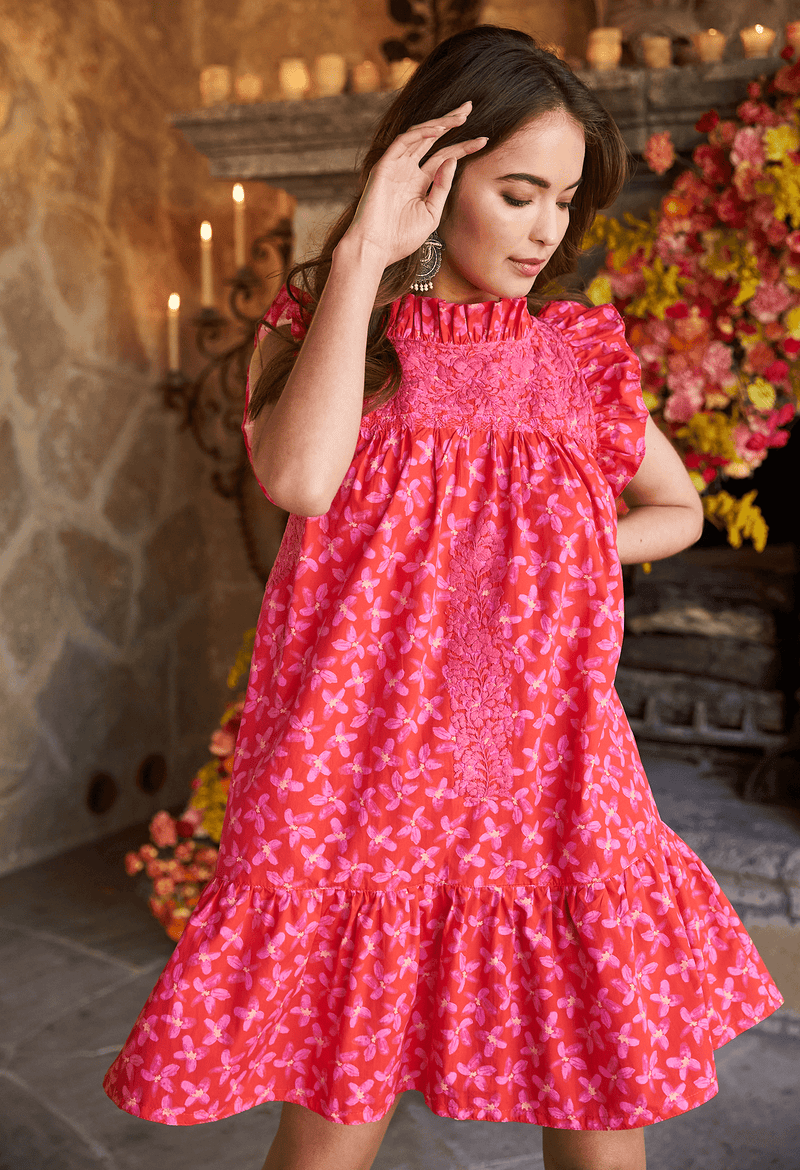 Olivia Specialty Short Dress Dress Olivia Rojo Floral Fucsia