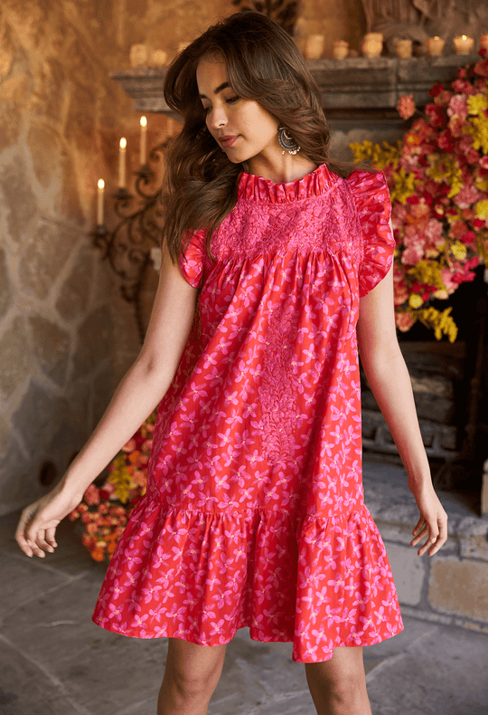 Olivia Specialty Short Dress Dress Olivia Rojo Floral Fucsia
