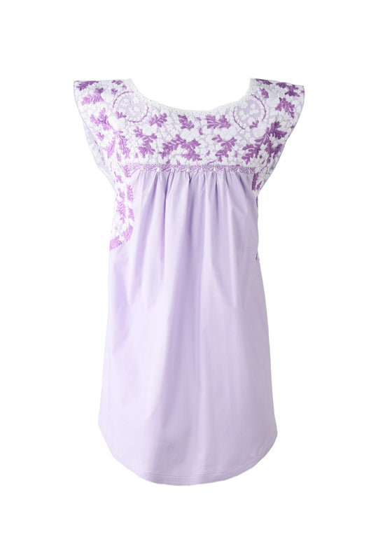 Flores Blouse Blouse Prendo Nieve y Lavanda