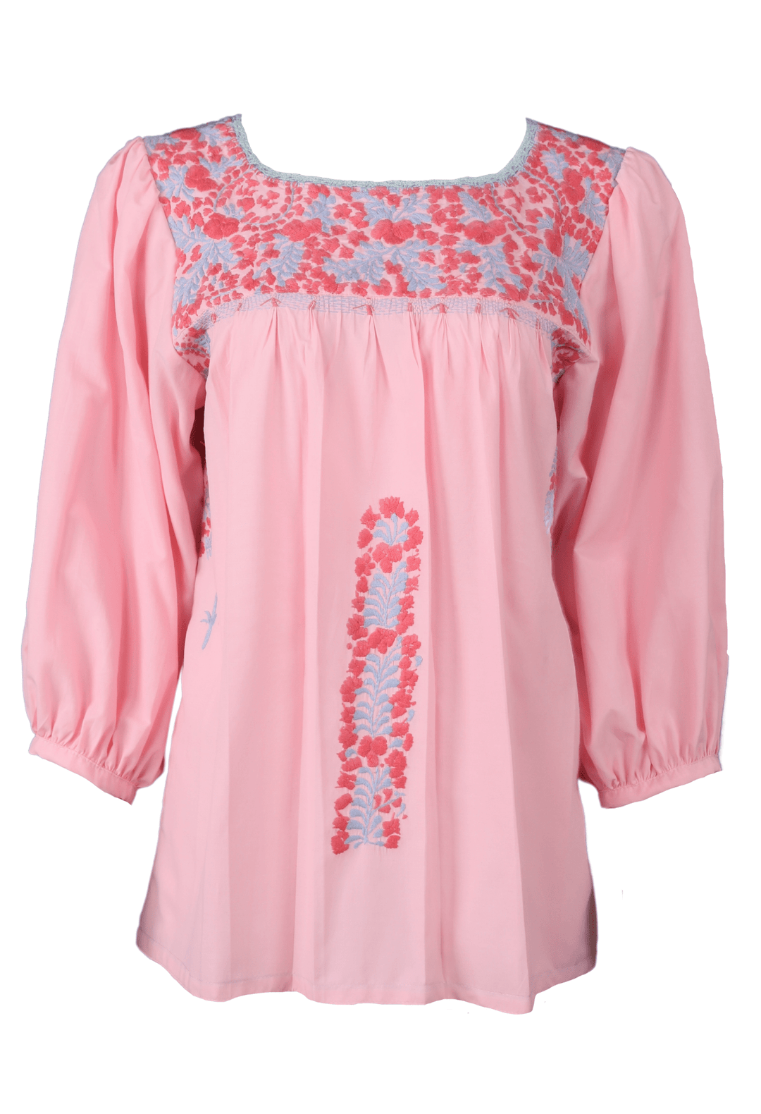 Catalina Blouse Blouse Catalina Chica Coral y Celeste