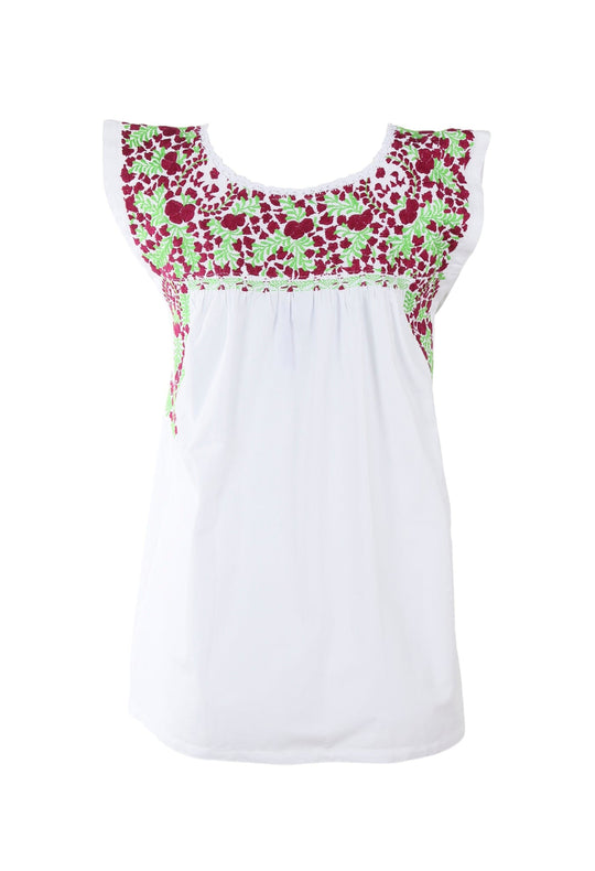 Flores Blouse Blouse Small Blanca Ciruela y Lima